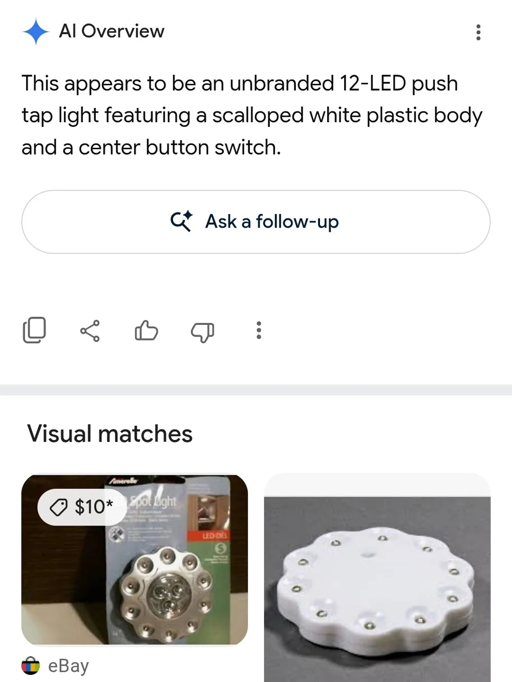 12-LED Push On Light in Cream